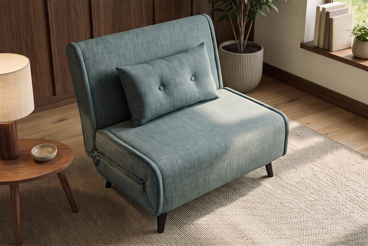 Fauteuil-lit SMART MULTIFUNCTION 100cm pétrole Vogue soie velours