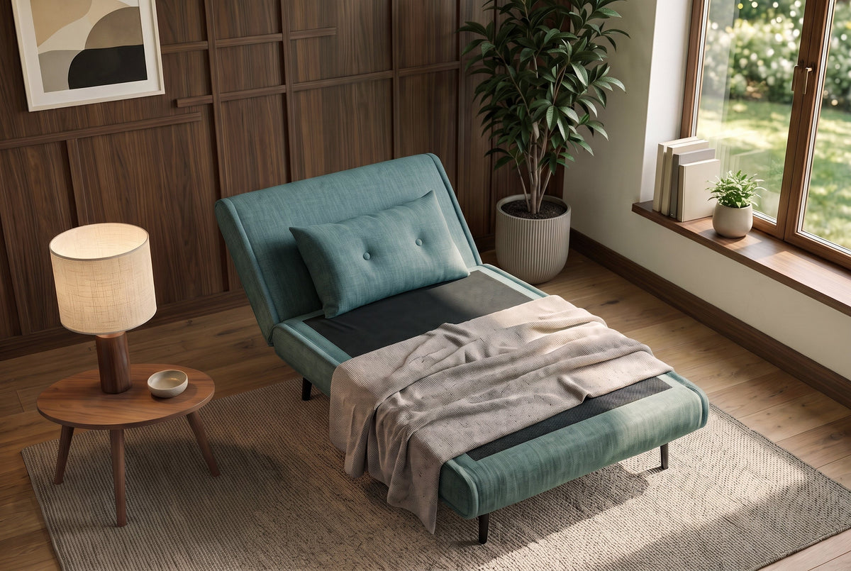 Fauteuil-lit SMART MULTIFUNCTION 100cm pétrole Vogue soie velours