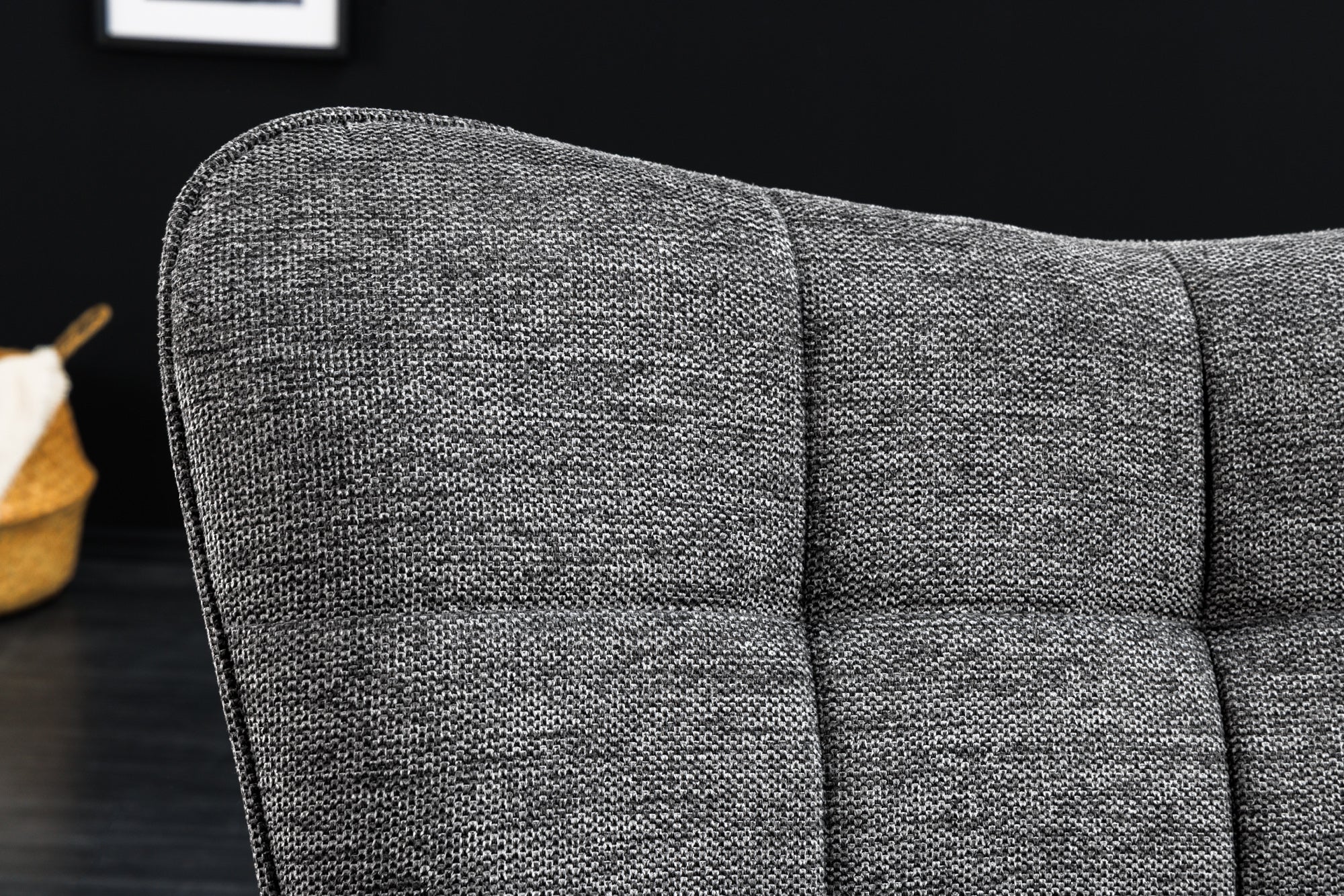 Fauteuil moderne SCANDINAVIA tissu structuré gris pieds en bois massif avec accoudoirs