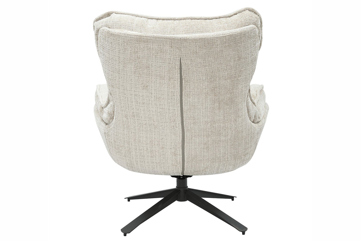 Fauteuil pivotant CLOUD champagne beige chenille noir métal