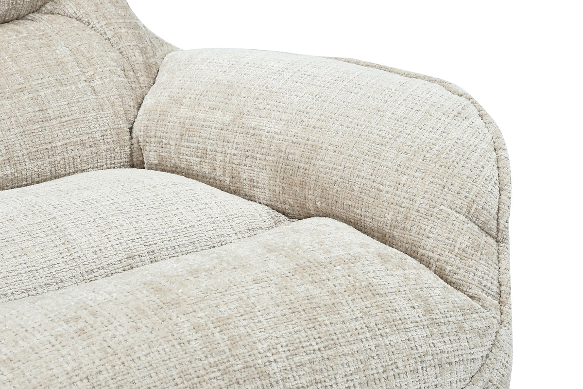 Fauteuil pivotant CLOUD champagne beige chenille noir métal