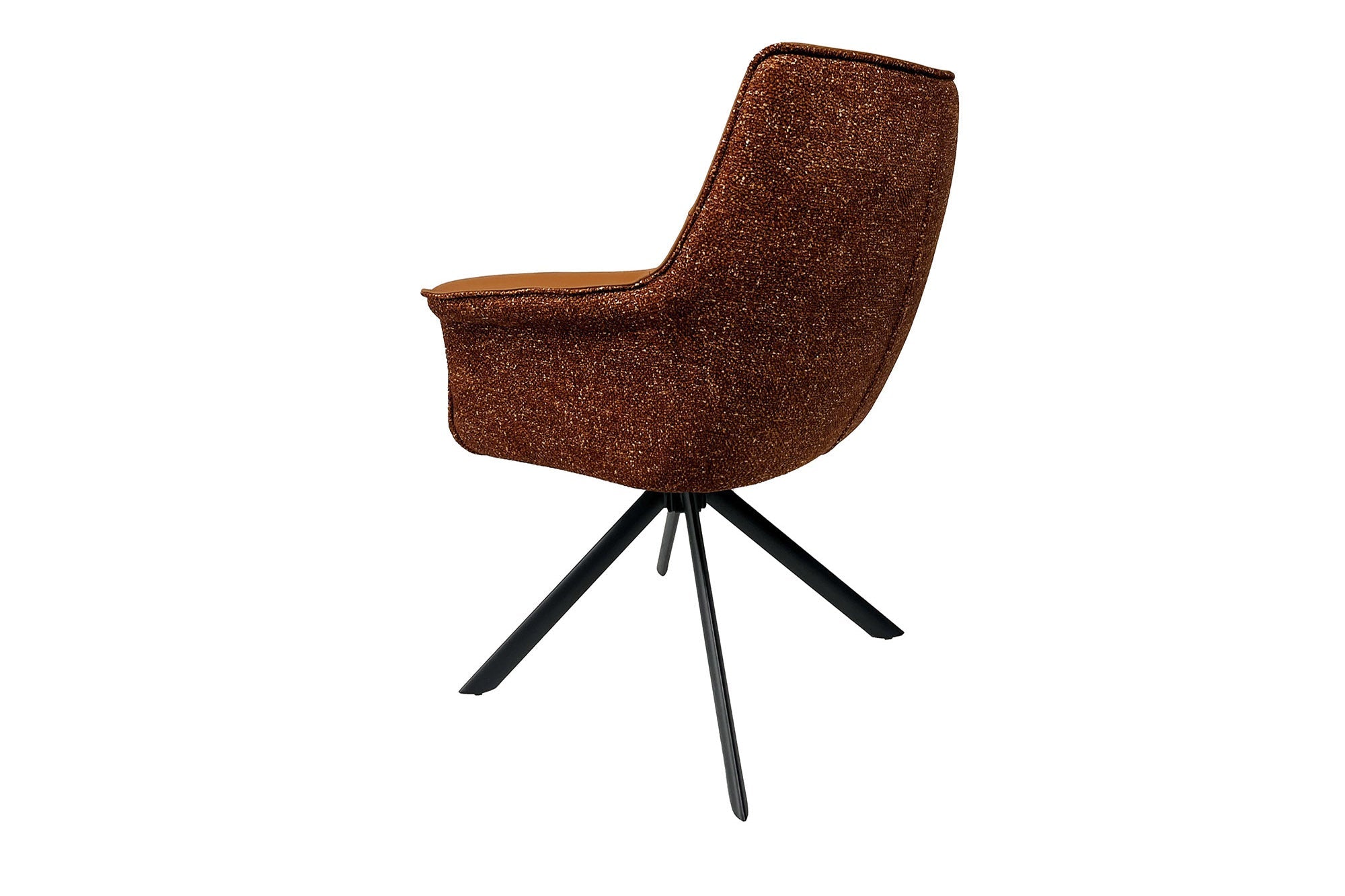 Lote de 2x sillones giratorios LE GRAND cuero auténtico coñac tejido texturizado estructura de metal negro