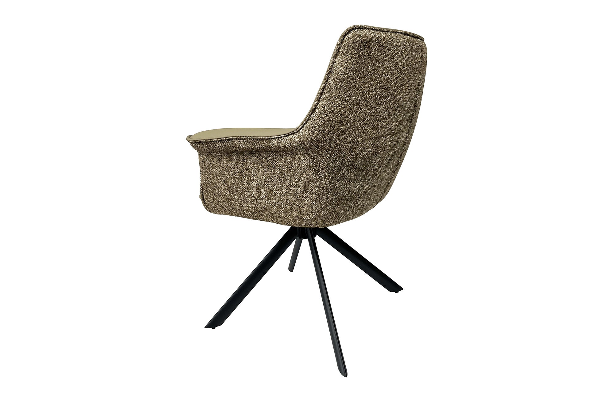 Lote de 2x sillones giratorios LE GRAND de piel auténtica en tejido texturizado color topo con estructura de metal negro