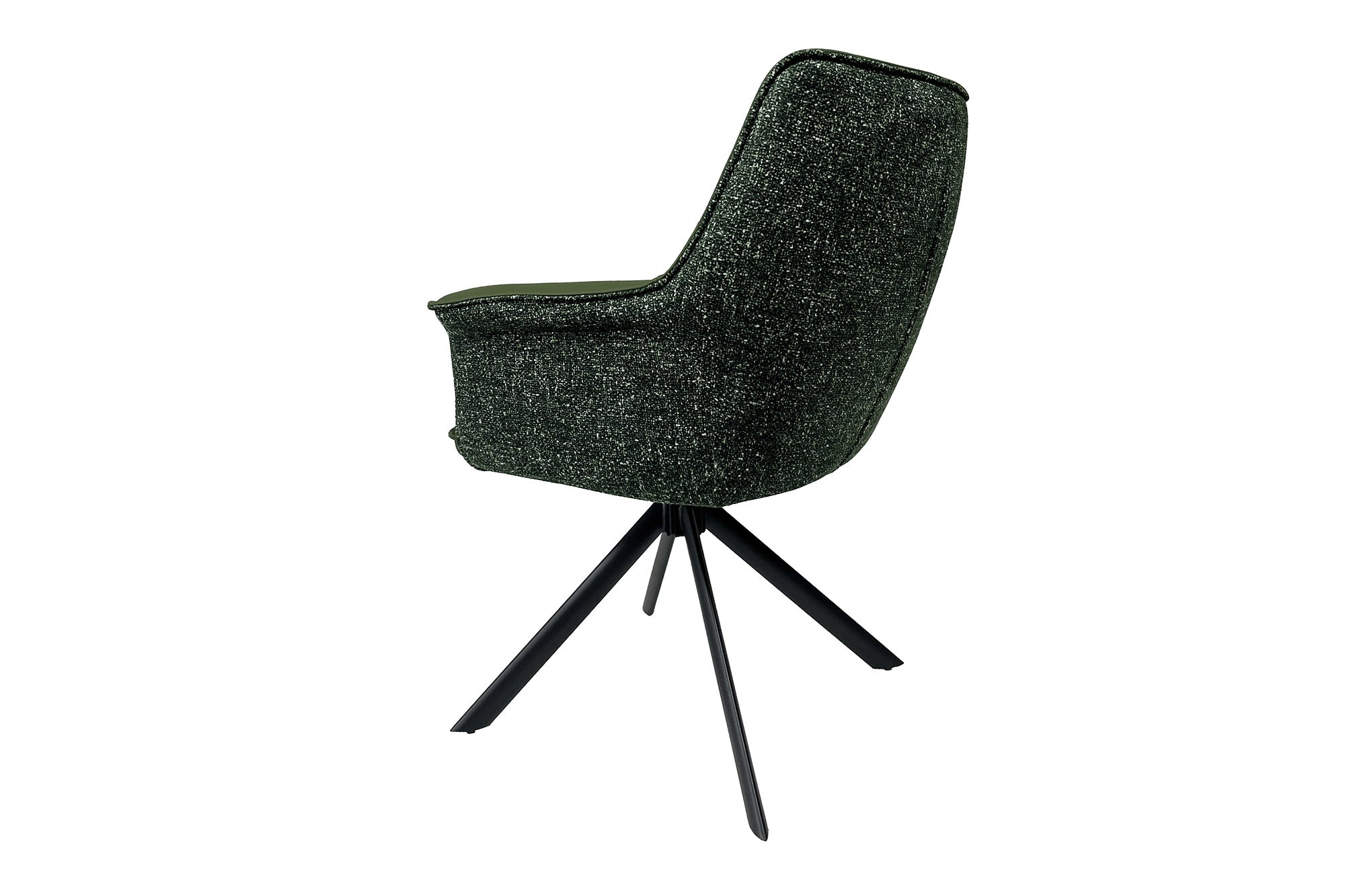 Lote de 2 sillones giratorios LE GRAND de cuero auténtico verde con tejido texturizado y estructura de metal negro