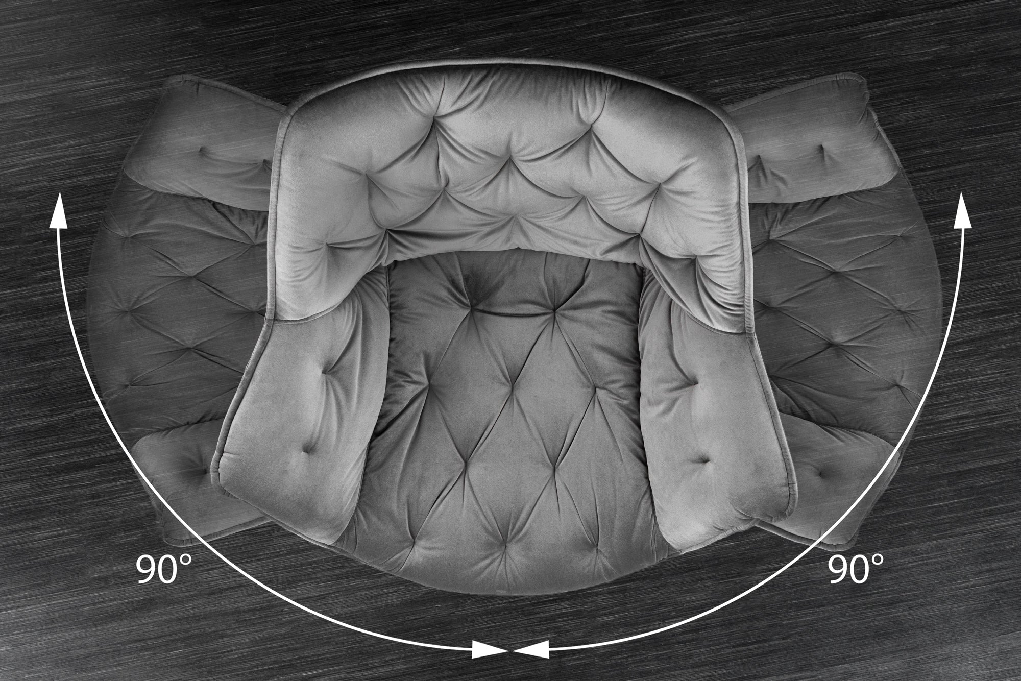 THE DUTCH COMFORT sillón giratorio de terciopelo gris con reposabrazos Diseño moderno