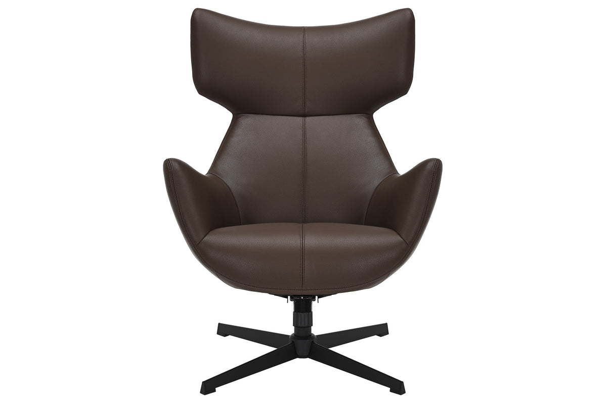 Fauteuil pivotant VOGUE brandy brun cuir synthétique pieds métalliques noirs avec accoudoir