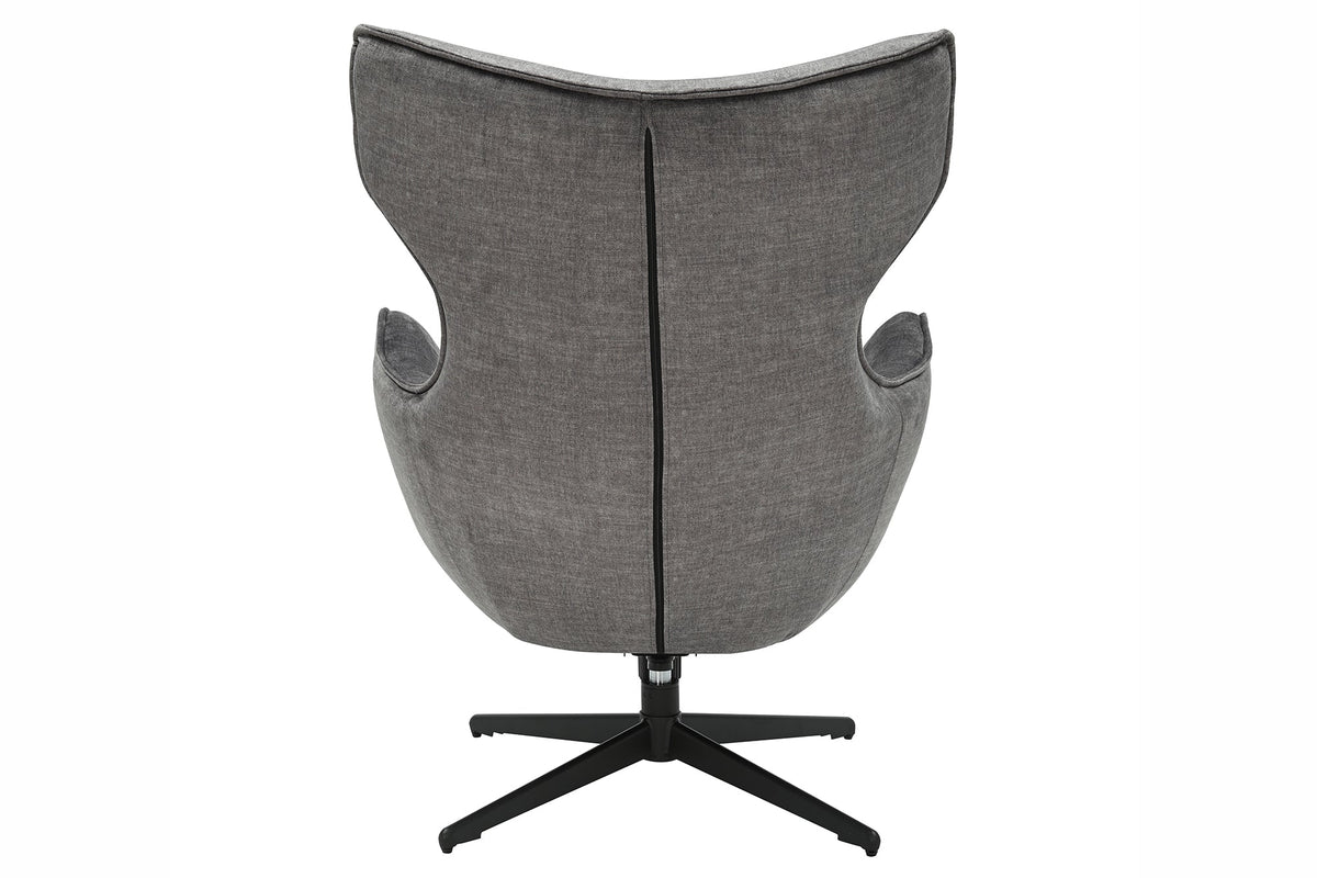 Fauteuil pivotant VOGUE gris velours pieds métalliques noirs avec accoudoir