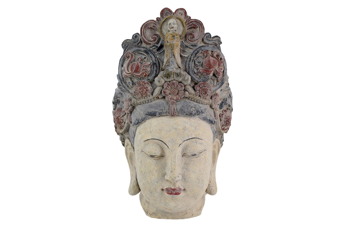 Figur BUDDHA HEAD 45cm mehrfarbig handmade Deko-Kopf Blumengöttin