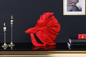 Figurine décorative design poisson combattant CROWNTAIL 35cm sculpture poisson Betta rouge