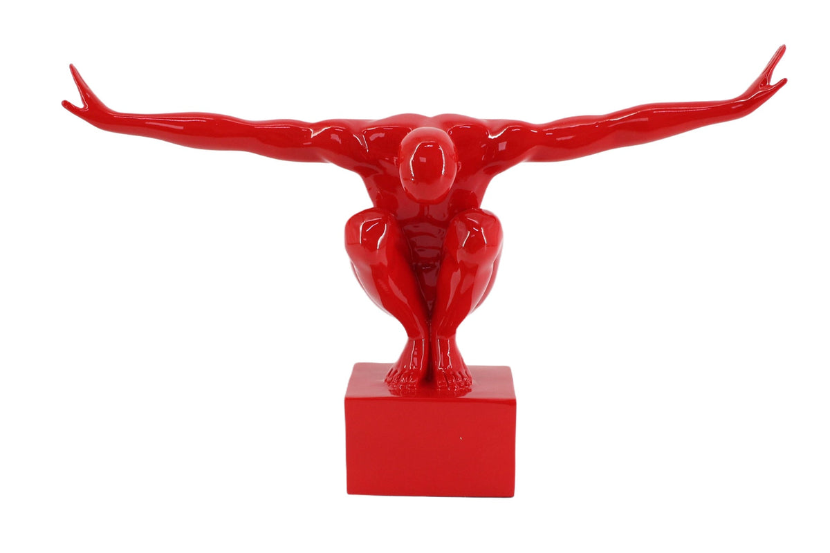 Figurine décorative HIGH DIVER 50cm rouge fait main Sculpture d'athlète