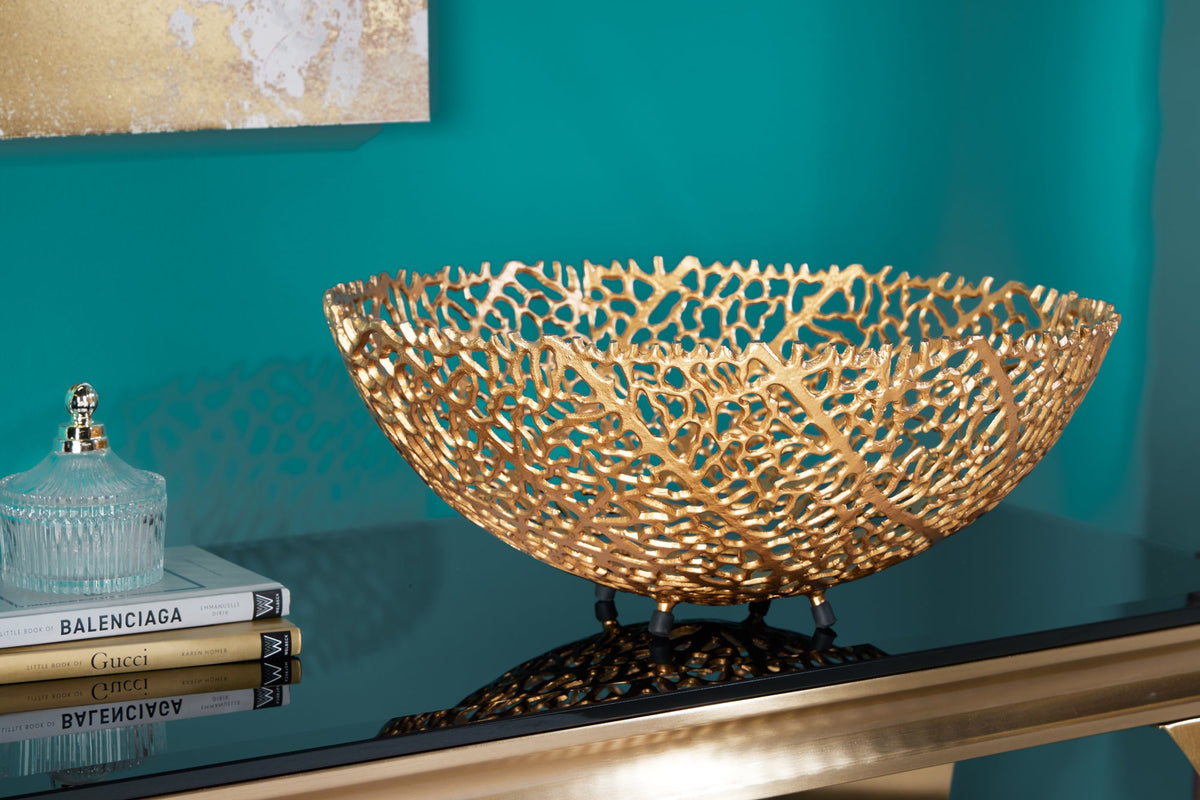 Filigrane Design Schale ABSTRACT LEAF 45cm gold Handarbeit