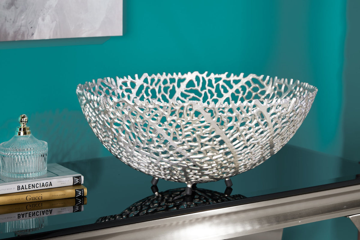 Filigrane Design Schale ABSTRACT LEAF 45cm silber Handarbeit