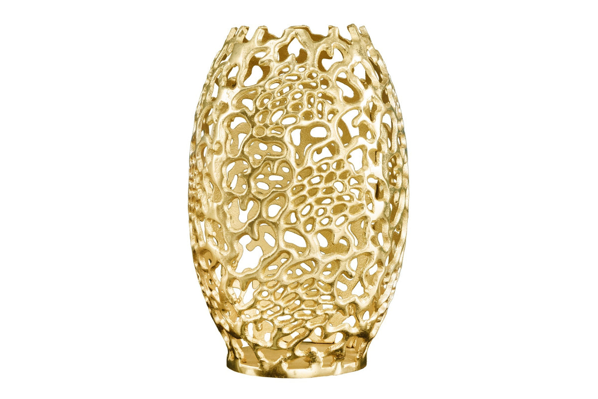 Filigrane Design Vase ABSTRACT LEAF gold 40cm Handarbeit