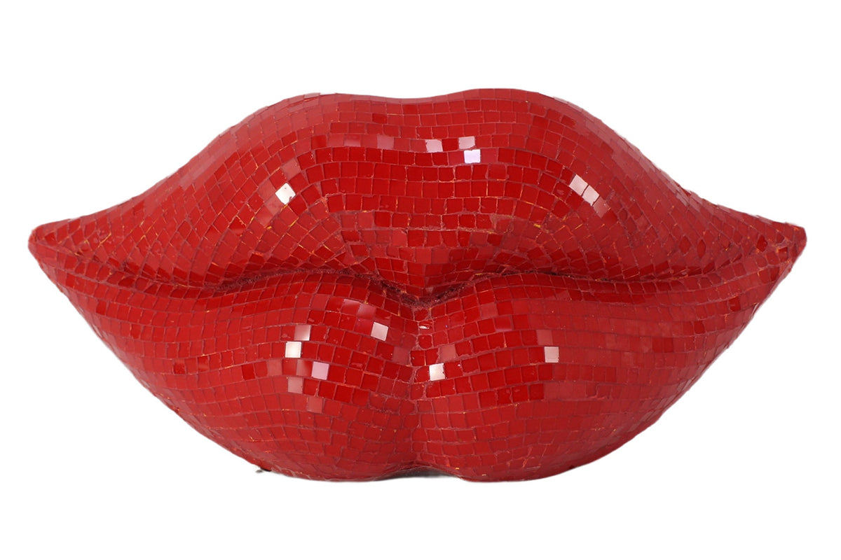Glamouröse Deko-Figur DISCO LIP 30cm rot Glas-Mosaik-Design handmade