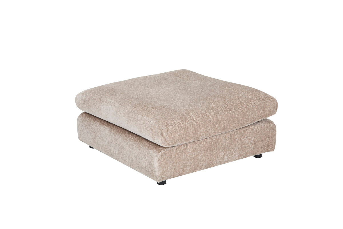 Grand pouf SOHO 100cm beige tissu chenille pouf rembourré avec suspension à ressorts