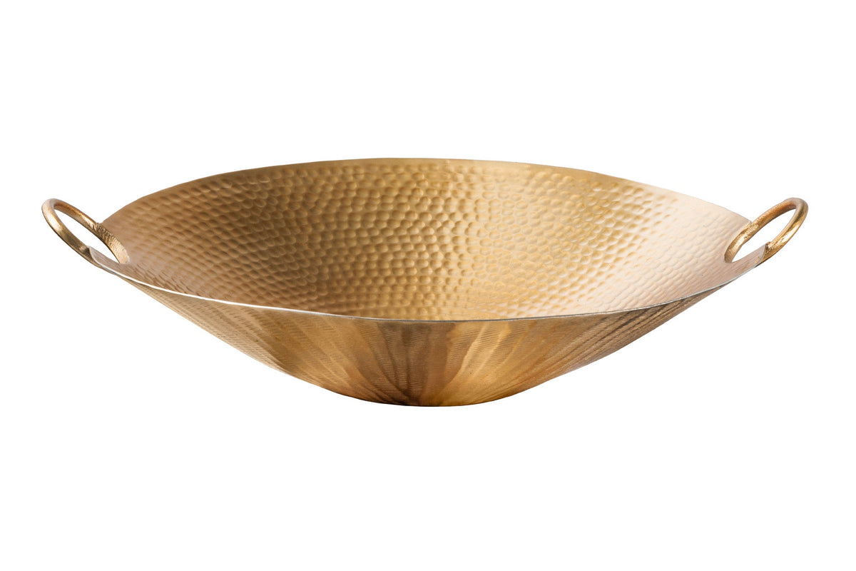 Handgearbeitete Deko Schale ORIENT 55cm gold Metall Hammerschlag Design