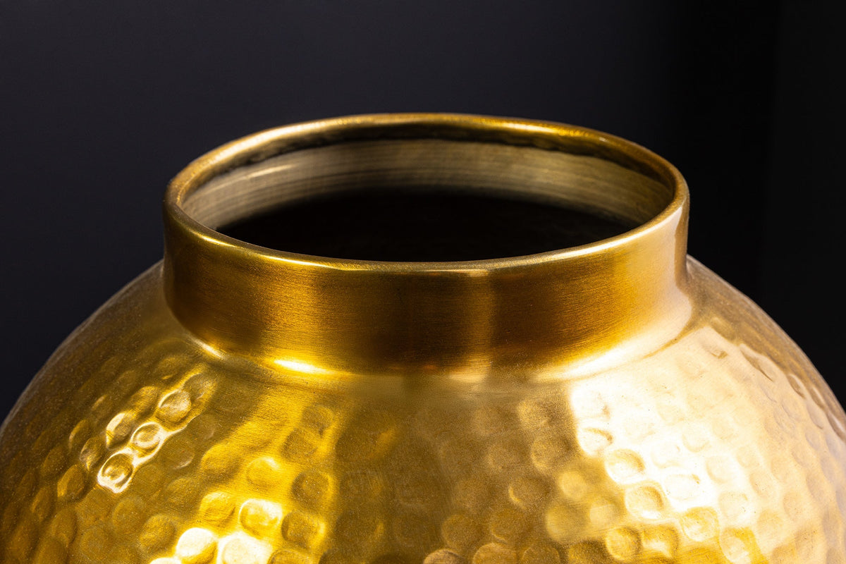 Handgefertigte Deko Vase ORIENT XL 75cm gold Metall mit Patina Hammerschlag Design