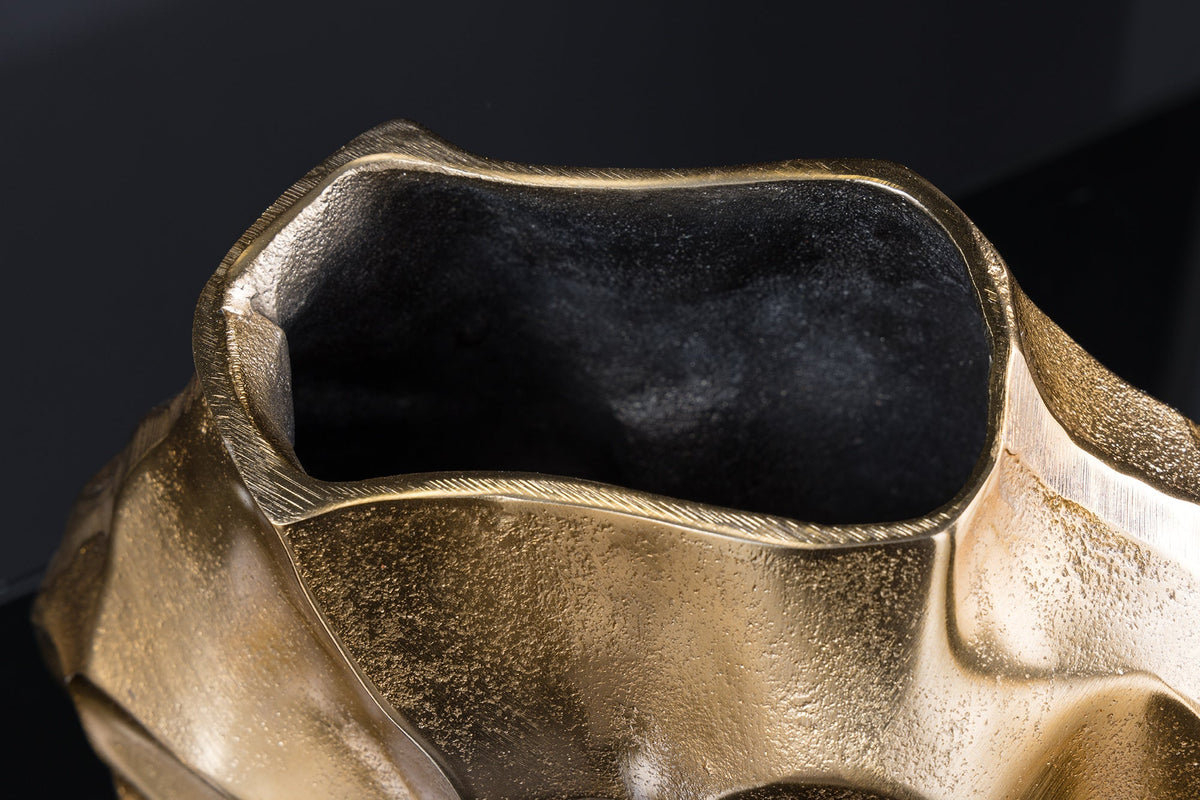Handgefertigte Vase LIQUID 25cm gold Metall Hammerschlag Design