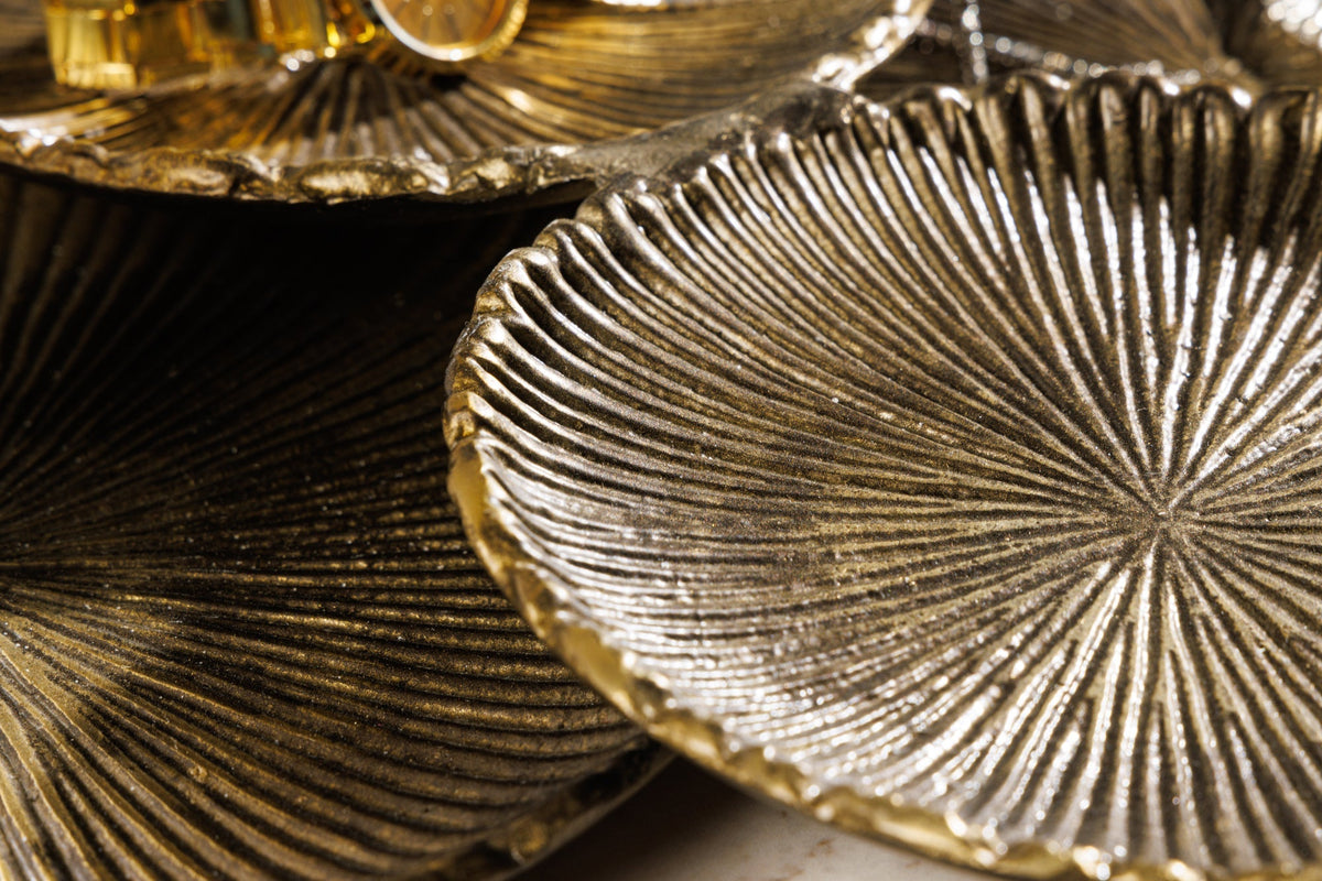 Handgefertigte XXL Deko Schale ABSTRACT LEAF 45cm gold Metall Aluminium Schmuckablage
