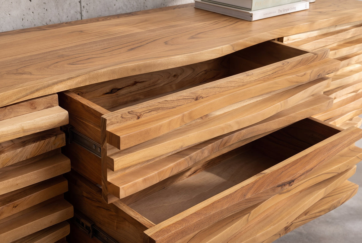 Hängendes Sideboard RELIEF 175cm natur Akazie Massivholz mit Schubladen