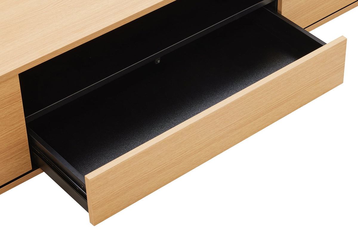 Hängendes TV-Board LOFT 150cm natur schwarz fünf Fächer mit Schublade
