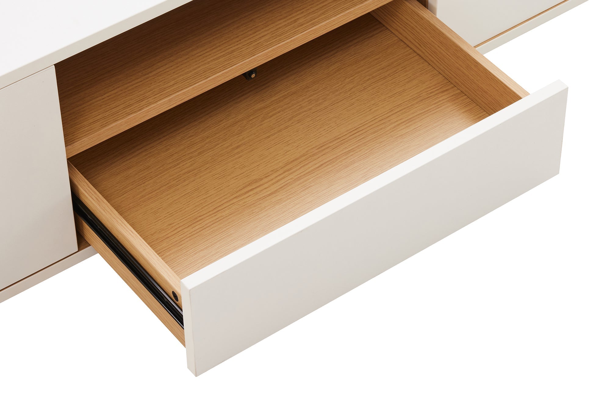 Hängendes TV-Board LOFT 200cm weiß natur sieben Fächer mit Schublade