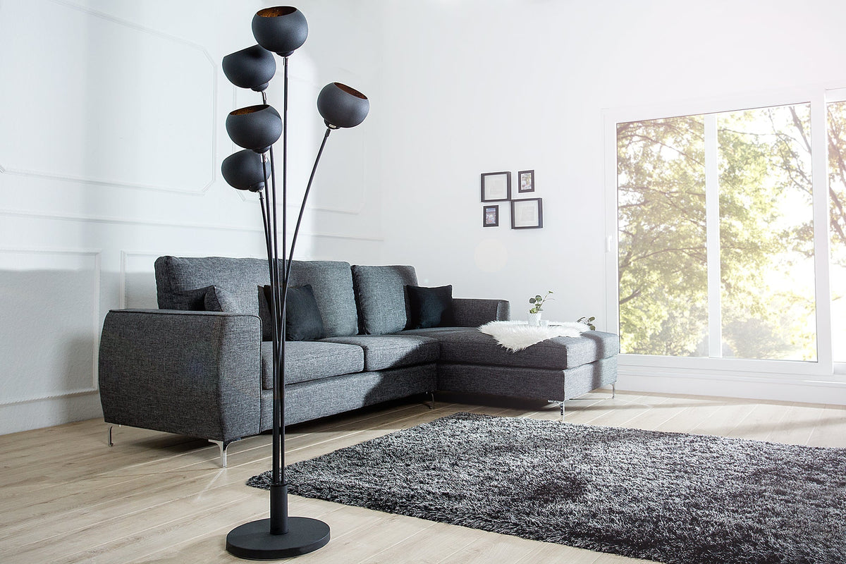 Lampadaire design élégant MAGMA 170cm lampadaire noir doré
