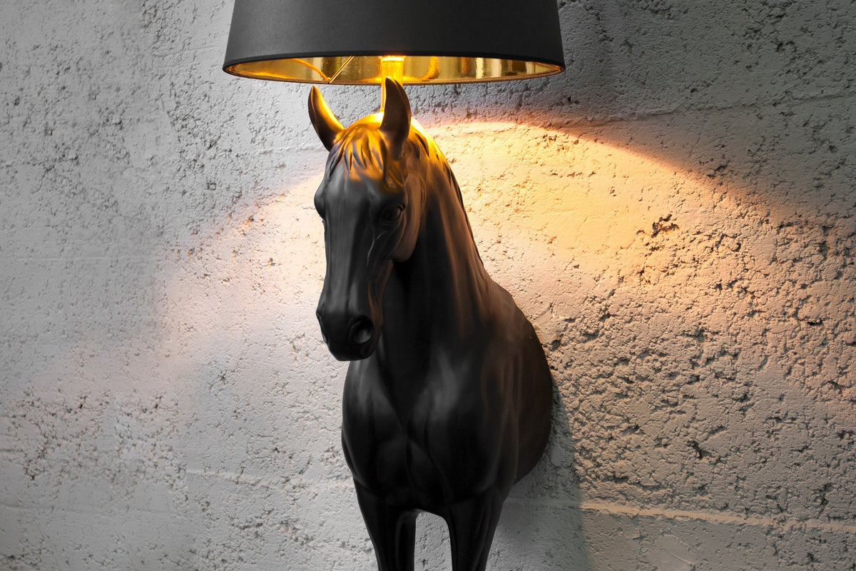 Lampadaire extravagant BLACK BEAUTY 130cm figure de cheval noir