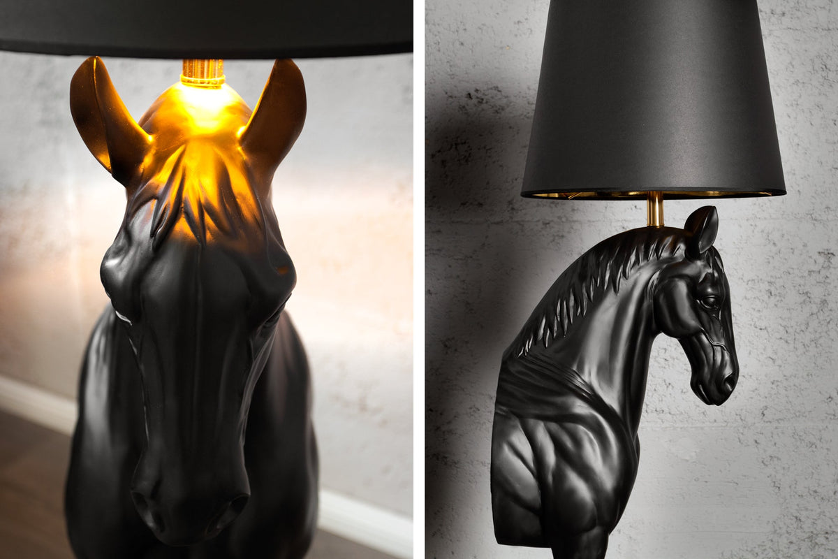 Lampadaire extravagant BLACK BEAUTY 130cm figure de cheval noir