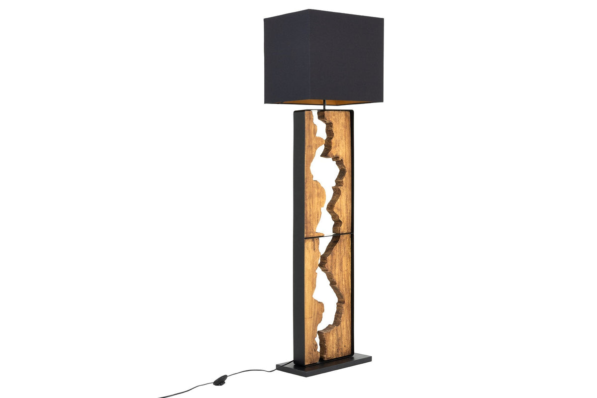 Lampadaire fait main DESIGNED BY NATURE 165cm bois d’arbre à pluie noir naturel