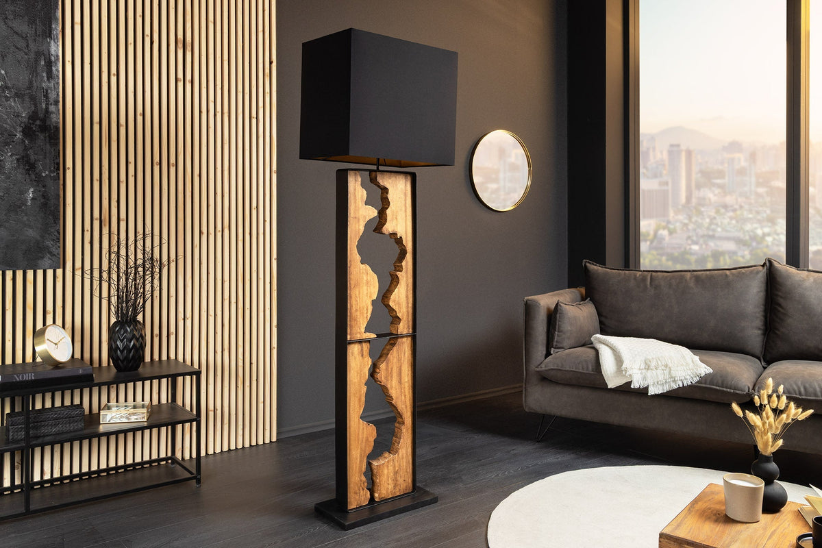 Lampadaire fait main DESIGNED BY NATURE 165cm bois d’arbre à pluie noir naturel