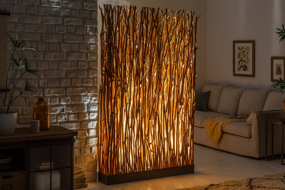 Lampadaire fait main NATURAL PARAVENT 180cm séparateur de pièce en bois de longane