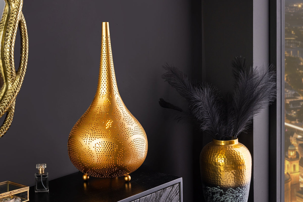 Lampadaire fait main ORIENT LIVING 50cm forme larme en fer doré