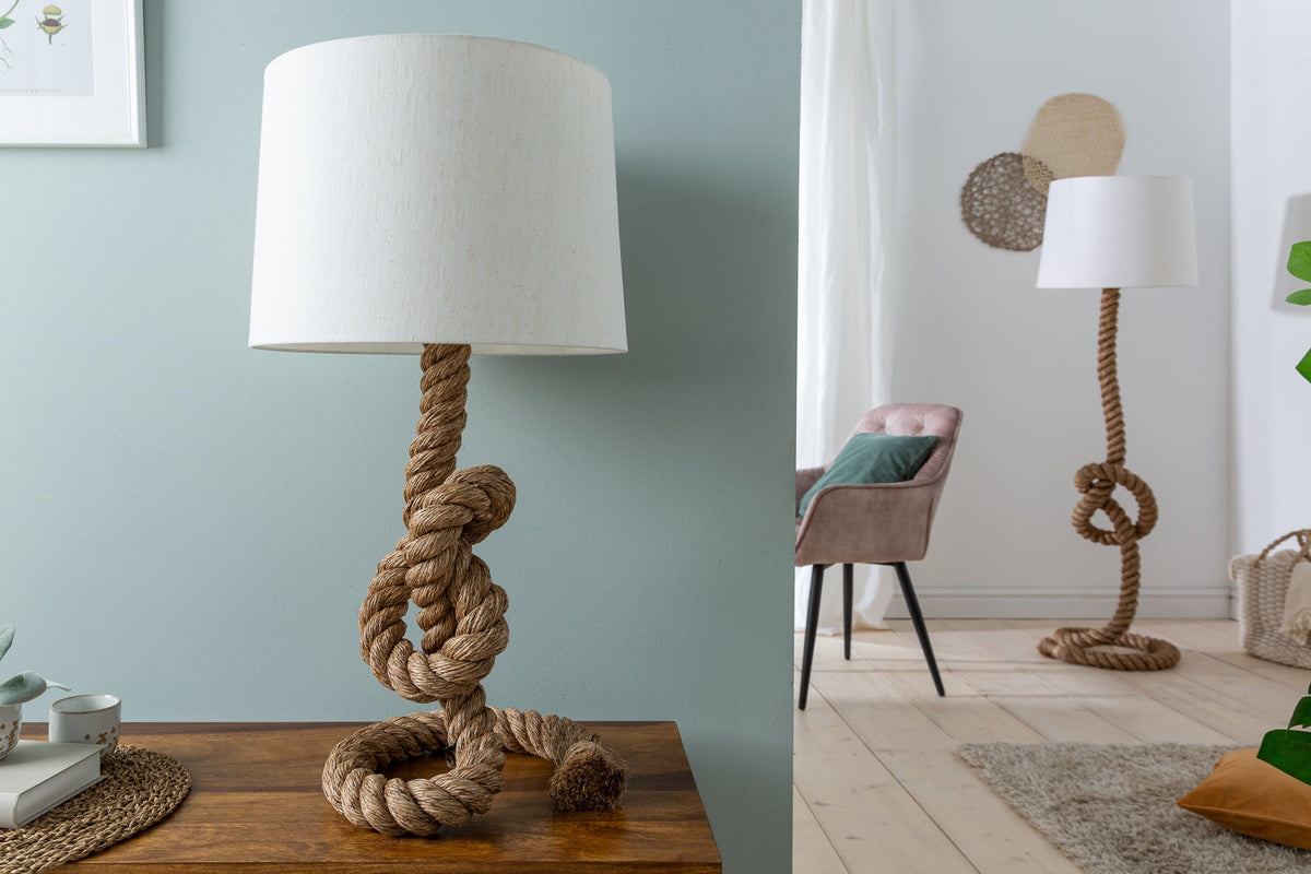Lampadaire maritime SEVEN SEAS 80cm lampe de table en corde abat-jour en lin