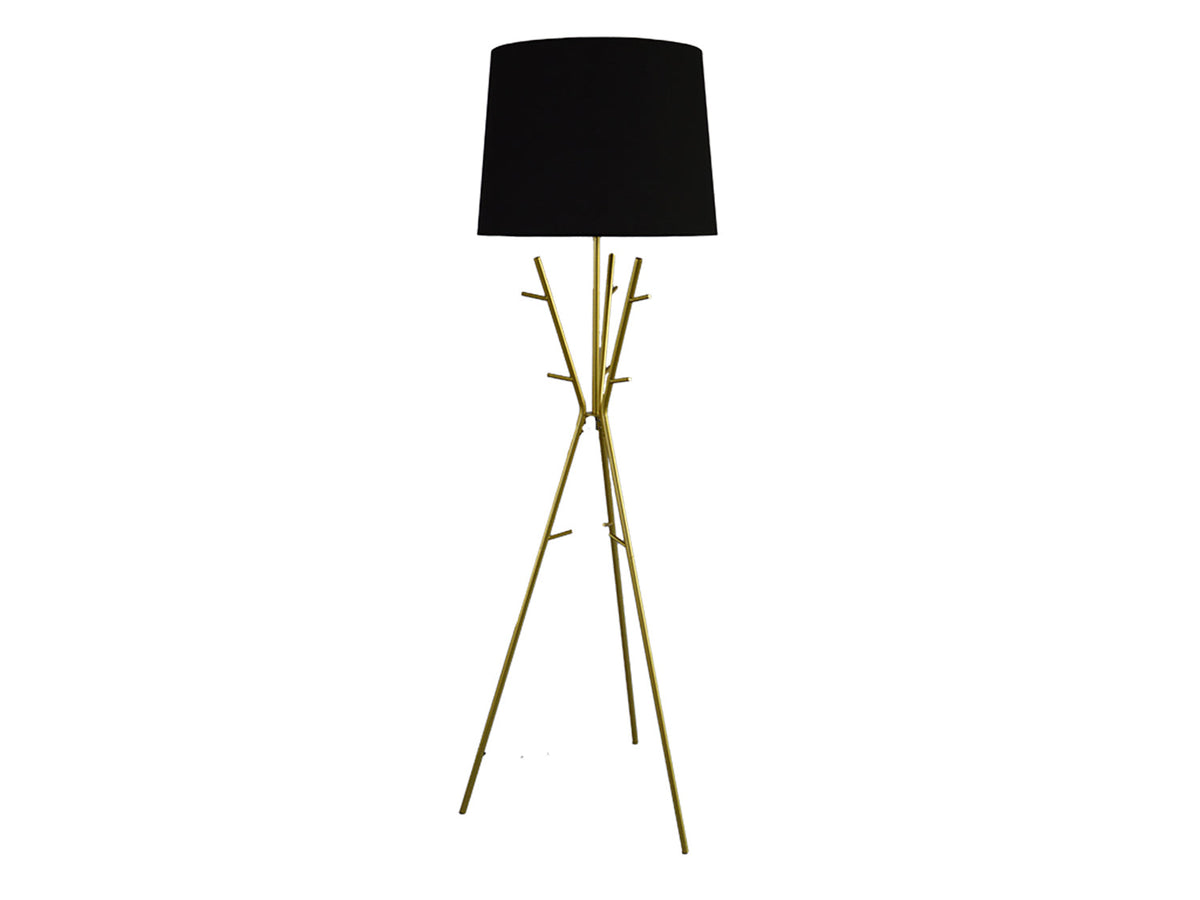 Lampadaire polyvalent WARDROBE 175cm armoire noire dorée avec abat-jour en tissu métal