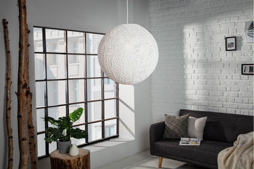 Lampe à suspension filigrane COCOONING L 45cm blanc Lampe boule