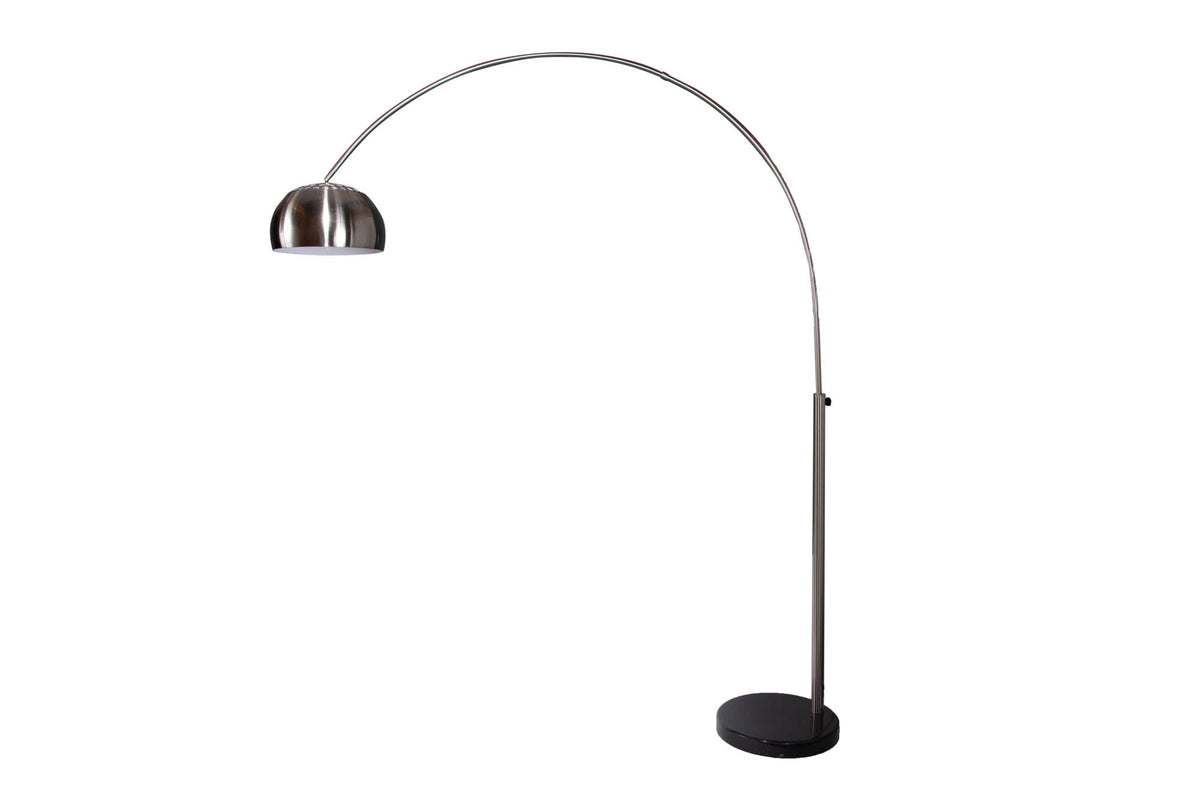 Lampe arc extensible LOUNGE DEAL 170-210cm lampadaire socle marbre chrome brossé