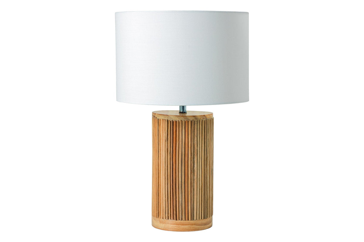 Lampe de table artisanale GATSBY 50cm naturel blanc saule et pin