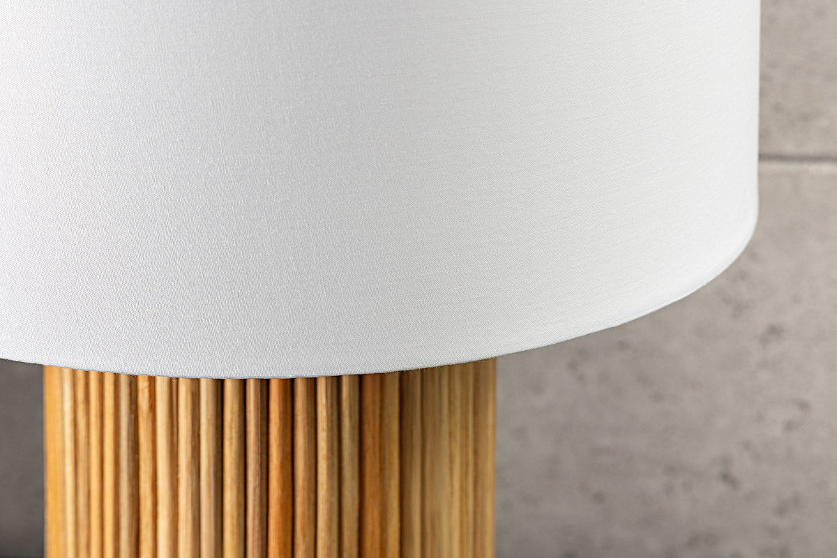 Lampe de table artisanale GATSBY 50cm naturel blanc saule et pin