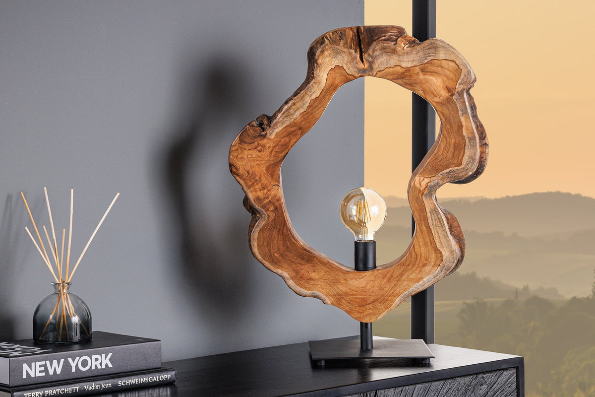 Lampe de table artisanale ORGANIC ARTWORK 55cm naturel teck