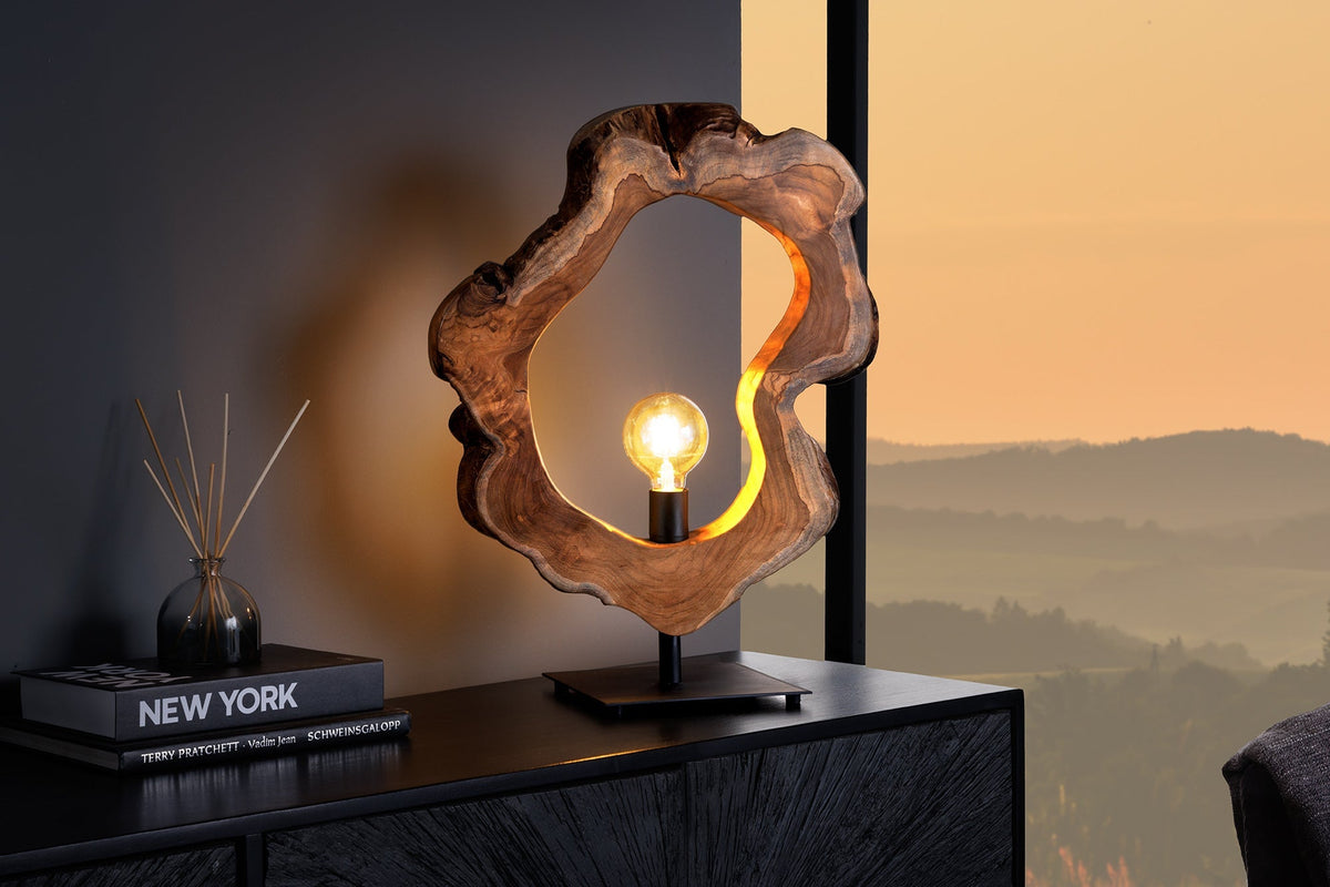 Lampe de table artisanale ORGANIC ARTWORK 55cm naturel teck