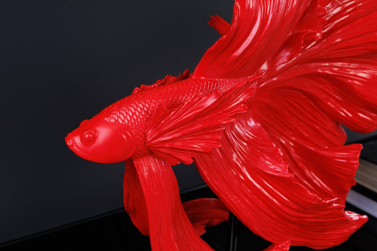 Lampe de table design CROWNTAIL 65cm noir rouge abat-jour en tissu pied en marbre