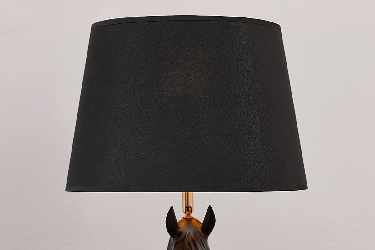Lampe de table extravagante BLACK BEAUTY 75cm noir or sculpture de cheval