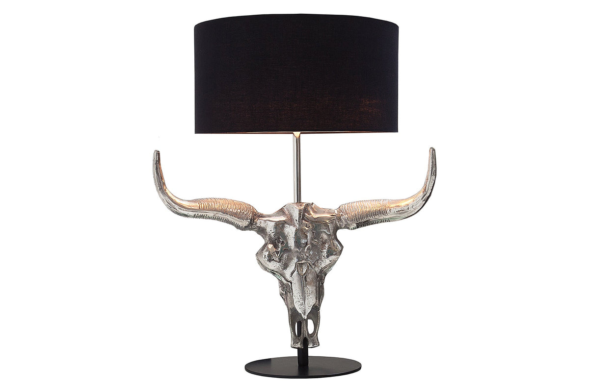 Lampe de table extravagante EL TORO 68cm noire tête de taureau lampe de table