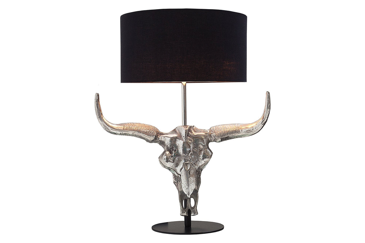 Lampe de table extravagante EL TORO 68cm noire tête de taureau lampe de table