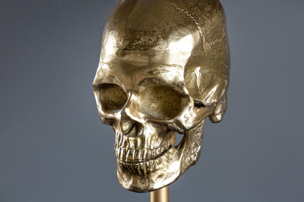 Lampe de table extravagante SKULL 56 cm noir et or métal tête de mort sculpture luminaire (réf. 41529)
