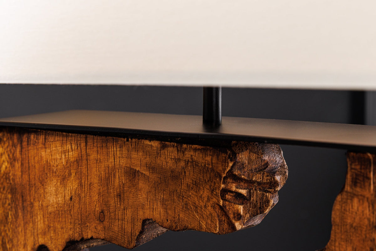 Lampe de table faite main DESIGNED BY NATURE 60cm bois d’arbre à pluie noir naturel