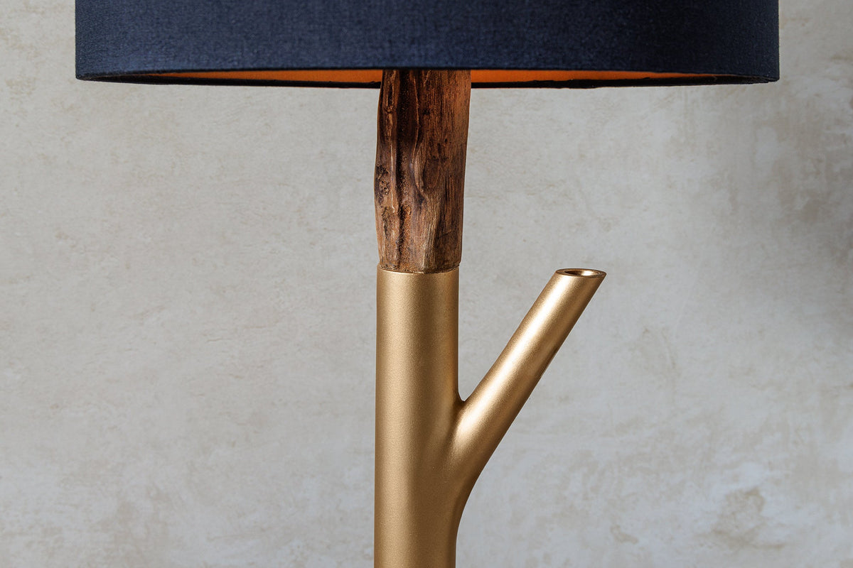 Lampe de table JEWELRY 75cm noir doré bois de fer naturel bois massif