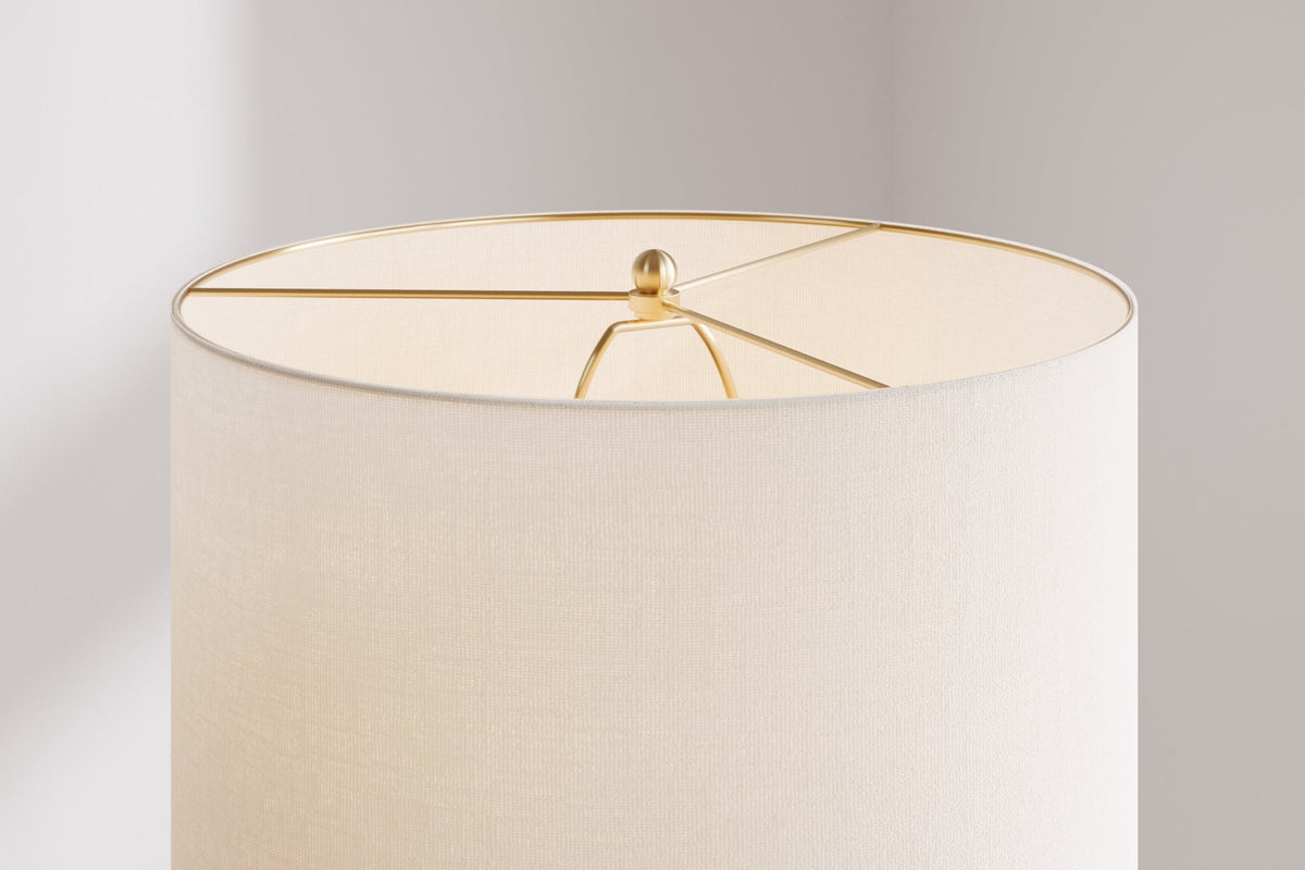Lampe de table moderne ELEGANCIA 70cm abat-jour rond en tissu céramique noir doré