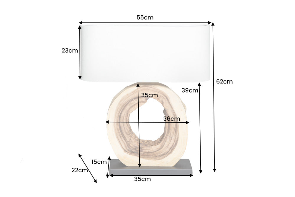 Lampe de table unique ORGANIC ARTWORK 65 cm nature crème blanc arbre arc-en-ciel avec abat-jour en lin
